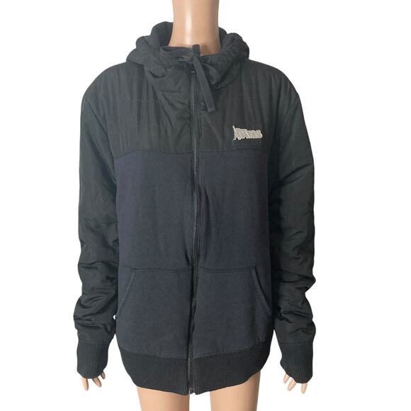 Disney Paris Bomber Jacket Mens XL Spell Out Pin Full Zip Black - Picture 10 of 10